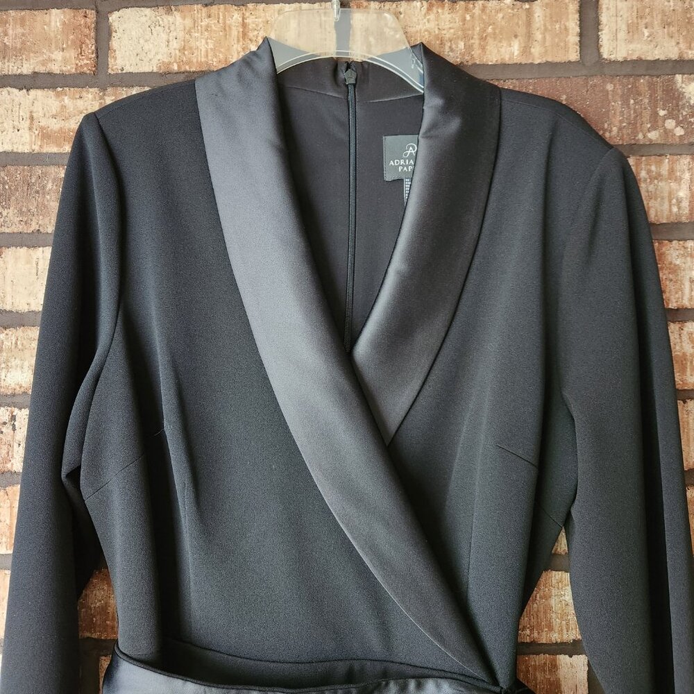 Adrianna Papell Black Tuxedo Dress Size 14 NWT - Picture 2 of 11